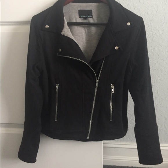 Jackets & Blazers - Cynthia Rowley Moto Cotton Black Jacket - Size M